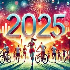 Image représentant des personnes en pleine activité physique pour fêter la nouvelle année 2025