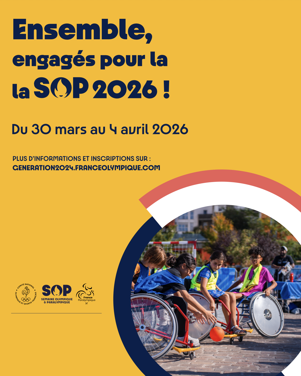 Affiche présentant la Semaine Olympique et Paralympique 2026 du 30 mars au 04 avril 2026
